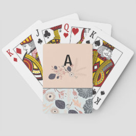 モノグラムグエレガントレーブルーピーチフローラルパターン トランプ