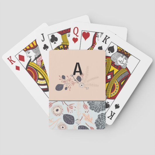 モノグラムグエレガントレーブルーピーチフローラルパターン トランプ (裏面)