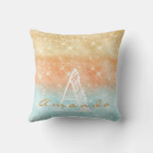 モノグラムグラデーションネームティファニーアクアピーチ金ゴールドブルー クッション (裏面)