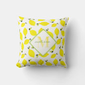 モノグラムグラデーションブライトレモン黄色グリーンホワイト クッション (正面)