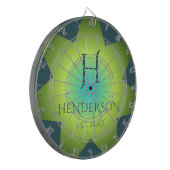 モノグラムグラデーションブルーシアンティール(緑がかった色)グリーンカラフル星 ダーツボード (正面左)