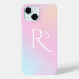 モノグラムグラデーション ホログラフィック ピンク ガーリー オリジナルデザイン iPhone 15ケース