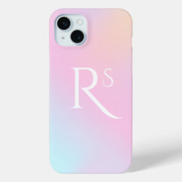 モノグラムグラデーション ホログラフィック ピンク ガーリー オリジナルデザイン iPhone 15 MINIケース