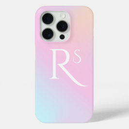 モノグラムグラデーション ホログラフィック ピンク ガーリー オリジナルデザイン iPhone 15 PROケース