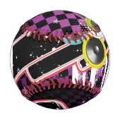 モノグラムグランジ背景 野球ボール (正面)