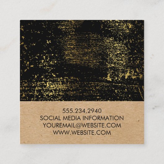 モノグラムグランジ金ゴールド幾何学自然 スクエア名刺 (裏面)