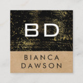 モノグラムグランジ金ゴールド幾何学自然 スクエア名刺 (正面)