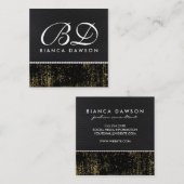 モノグラムグランジ金ゴールド革真珠 スクエア名刺 (正面/裏面)