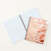 モノグラムグリッターバラ金ゴールド背景およびバラ ノートブック (内部)