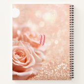 モノグラムグリッターバラ金ゴールド背景およびバラ ノートブック (裏面)