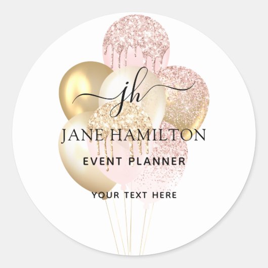 モノグラムグリッターバルーン ラウンドシール (正面)