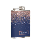 モノグラムグリッター赤面ピンクローズ金ゴールドネイビーブルー フラスク (右)