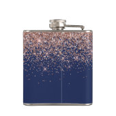 モノグラムグリッター赤面ピンクローズ金ゴールドネイビーブルー フラスク (裏面)
