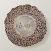 モノグラムグリッテリーシックヒョウバラ金ゴールド ラウンドクッション (裏面)