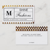 モノグラムグリッド(金ゴールドフレーク白水玉模様) 名刺 (正面/裏面)