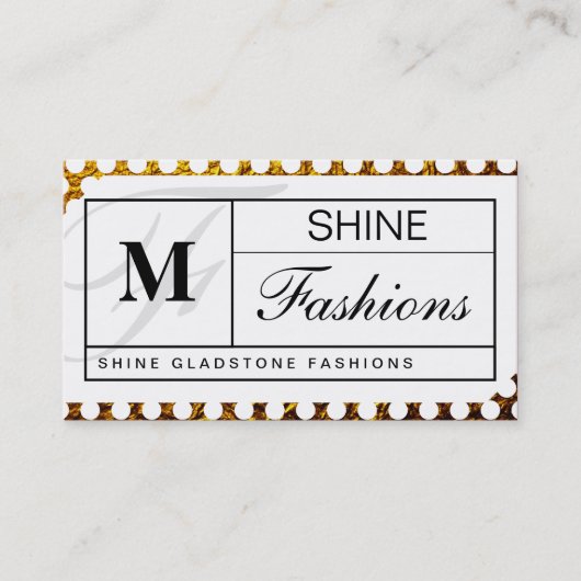 モノグラムグリッド(金ゴールドフレーク白水玉模様) 名刺 (正面)