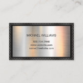 モノグラムグリルパターンクロムメタリックバナー 名刺 (裏面)