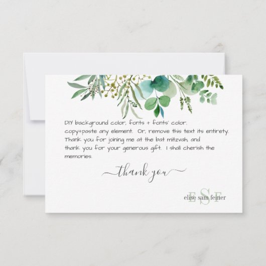 モノグラムグリーナリーガムユーカリ サンキューカード (裏面)