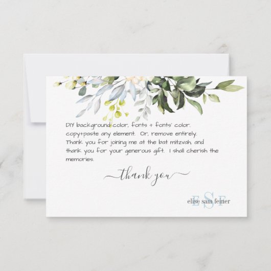 モノグラムグリーナリーブルーガムユーカリ サンキューカード (裏面)