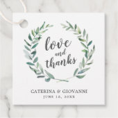 モノグラムグリーナリーリースエレガントウェディング フェイバータグ (正面)