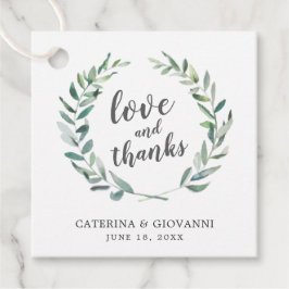 モノグラムグリーナリーリースエレガントウェディング フェイバータグ