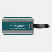 モノグラムグリーンとシルバーのスポーツストライプズ ラゲッジタグ (裏面横)