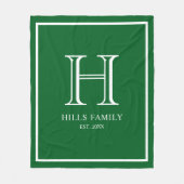 モノグラムグリーンとホワ結婚イトのカップル名 フリースブランケット (正面)