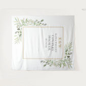 モノグラムグリーンウェディングシャワー フォトブース背景 タペストリー (正面(横))