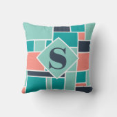 モノグラムグリーンコーラル幾何学芸術 クッション (裏面)