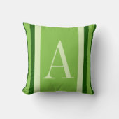 モノグラムグリーンストライプパーソナライズされた クッション (正面)