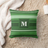 モノグラムグリーンストライプ クッション (ブランケット)