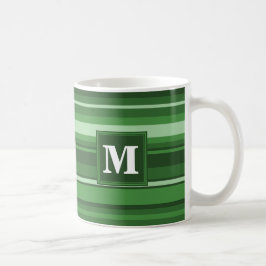 モノグラムグリーンストライプ コーヒーマグカップ