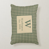 モノグラムグリーンタンベージュバッファロープレイドカントリー アクセントクッション (正面(垂直))