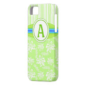 モノグラムグリーンハイビスカス&サーフボードiPhone 5ケース Case-Mate iPhoneケース (裏面左)
