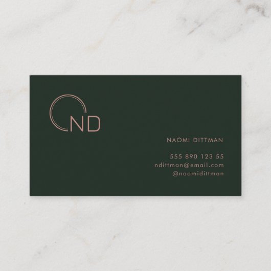 モノグラムグリーンバラミニマリストパーソナル 名刺 (正面)