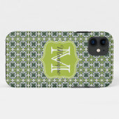 モノグラムグリーンフラワーパターン Case-Mate iPhoneケース (裏面(横))