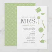 モノグラムグリーンブライダルシャワー招待状 招待状 (正面/裏面)