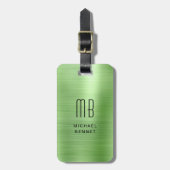 モノグラムグリーンブラシ仕上げ金属 ラゲッジタグ (正面縦)