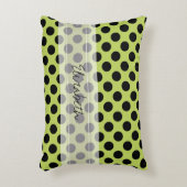 モノグラムグリーンブラックキュートチック水玉模様 アクセントクッション (正面(垂直))