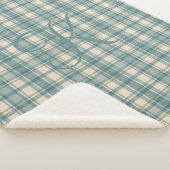 モノグラムグリーンブルーベージュタータンチェックバッファロープレイド シェルパブランケット (3/4)