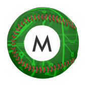 モノグラムグリーンプリント回路板パターン 野球ボール (正面左)