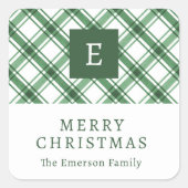 モノグラムグリーンホリデーステッカー スクエアシール (正面)