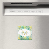 モノグラムグリーンユーカリ葉オリーブブランチ マグネット (インサイチュ (食洗機))