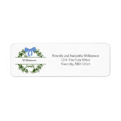 モノグラムグリーンリースファミリー名差出人住所 ラベル (正面)