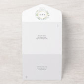 モノグラムグリーンリーフローラガーランド結婚金ゴールドズオール オールインワン招待状 (外側)