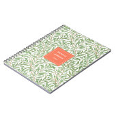 モノグラムグリーン植物模様グリーンオレンジ ノートブック (左側)