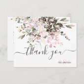 モノグラムグリーン赤面ユーカリ秋葉 サンキューカード (正面/裏面)