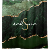 モノグラムグリーン金ゴールドアゲイト シャワーカーテン (正面)