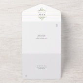 モノグラムグリーン金ゴールド幾何結婚図形 オールインワン招待状 (外側)