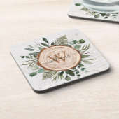 モノグラムグリーン離れユーカリシズ葉材 コースター (左側)